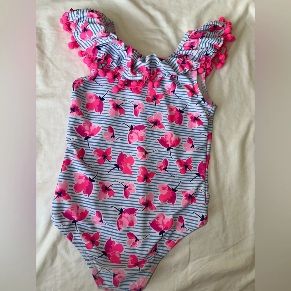 Striped one piece swimsuit for little girls size 6x